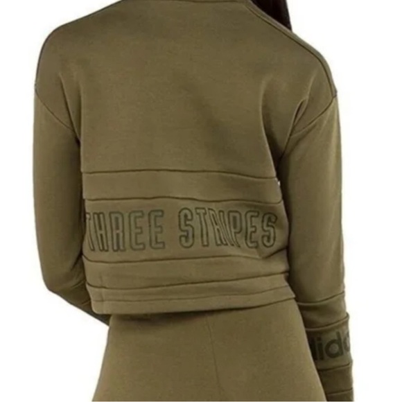 Adidas Three Stripes Cropped Crewneck Sweatshirt - Picture 2 of 4